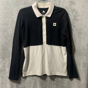 Burton Men's Rugby Shirt Colorblock Small White Black Midweight Base Layer Logo